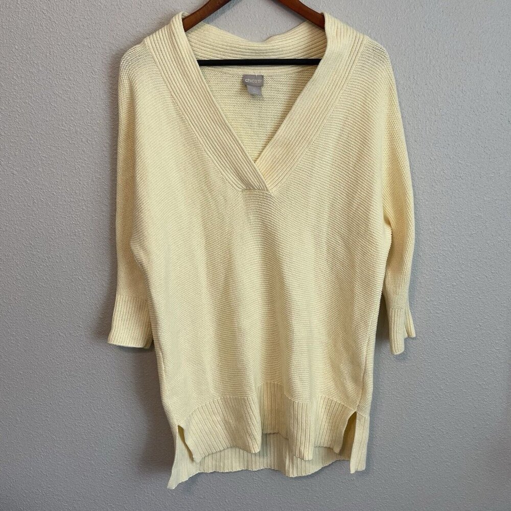 Chico’s Sweater Women’s 0 sm/med Light Butter Yellow Pullover